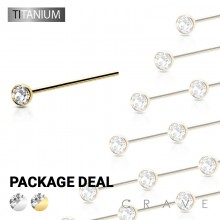 50 PCS IMPLANT GRADE TITANIUM NOSE FISHTAIL WITH PRESSFIT GEM LOOKLIKE